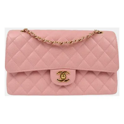 Chanel Pink Calfskin Medium Classic Double Flap Shoulder Bag