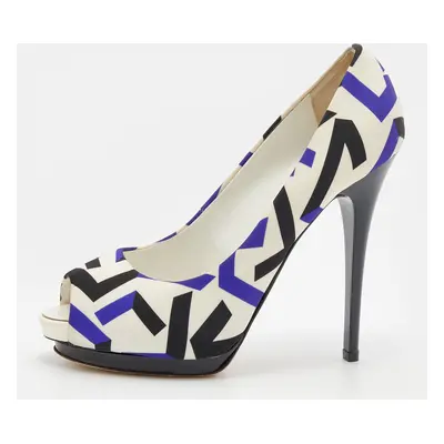 Giuseppe Zanotti Multicolor Printed Fabric Peep Toe Pumps Size