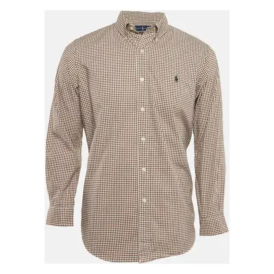 Ralph Lauren Brown Gingham Checks Stretch Cotton Shirt