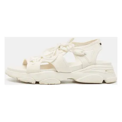 Dior White Canvas D-Connect Lace Up Sandals Size