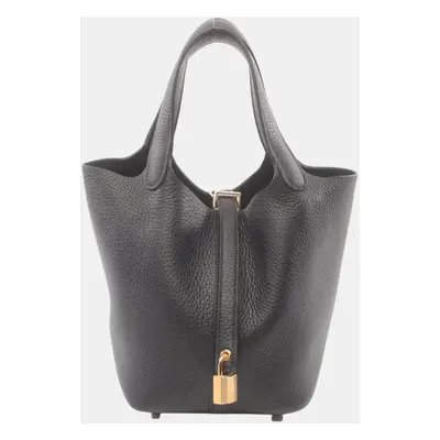 Hermes Black Leather Picotin Lock Pm Handbag