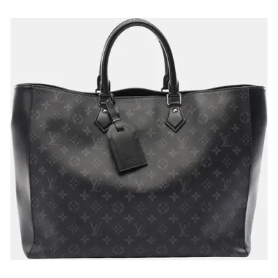 Louis Vuitton Coated Canvas Leather Black Grand Sac Monogram Eclipse Tote Bag