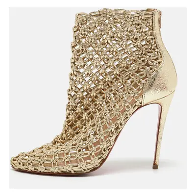 Christian Louboutin Gold Leather Andaloulou Booties Size