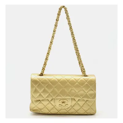 Chanel Gold Leather Matelasse Shoulder Bag