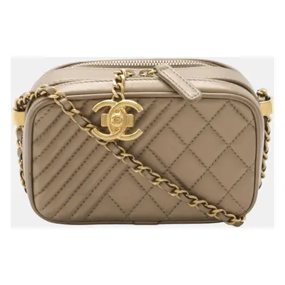 Chanel Bronze Quilted Leather Coco Boy Camera Bag