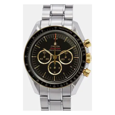 Omega Black Stainless Steel Speedmaster Professional Manual Winding Men's Wristwatch mm