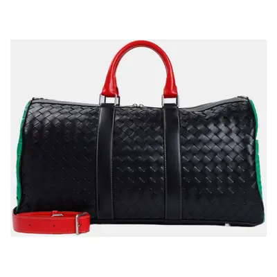 Bottega Veneta Black Parakeet Calf Leather Colorblock Duffle Bag