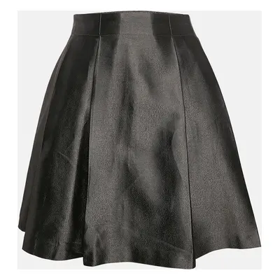 Burberry Kids Metallic Grey Gabardine Pleated Skirt Yrs