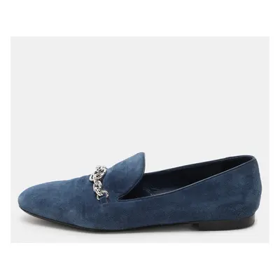 Louis Vuitton Blue Suede Embellished Loafers Size