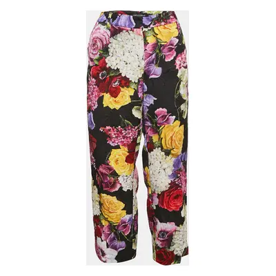 Dolce & Gabbana Multicolor Floral Print Cotton Jacquard Trousers