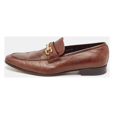 Salvatore Ferragamo Brown Leather Gancini Loafers Size 43.5