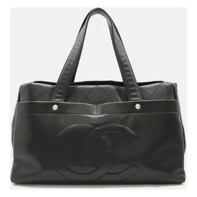 Chanel Black Caviar Matelasse Coco Mark Tote Bag