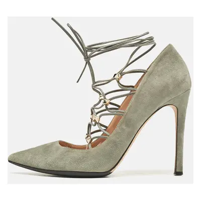 Valentino Grey Suede Lace Up Rockstud Pumps Size