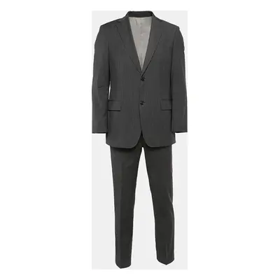 Boss By Hugo Boss Grey Pinstripe Wool Single Breasted Pants Suit