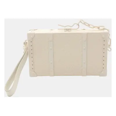 Louis Vuitton White Leather Wallet Trunk Monogram Second Bag Clutch