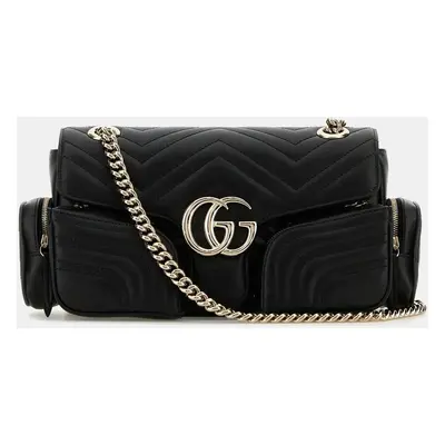 Gucci Black Leather Small Gg Marmont Shoulder Bag