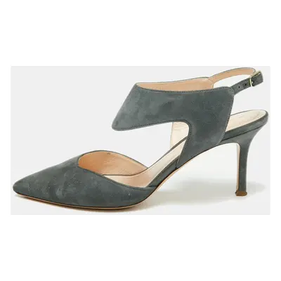 Nicholas Kirkwood Grey Suede Leeloo Ankle Strap Pointed Toe Sandals Size