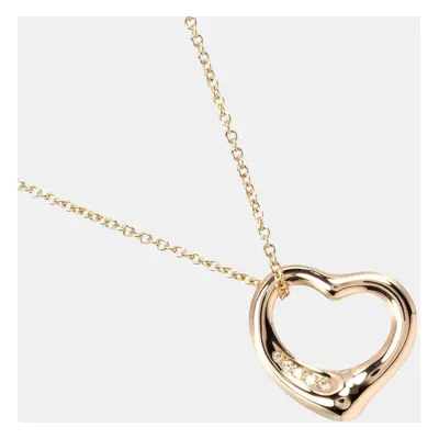 Tiffany & Co. 18K Pink Gold Diamonds Open Heart Necklace