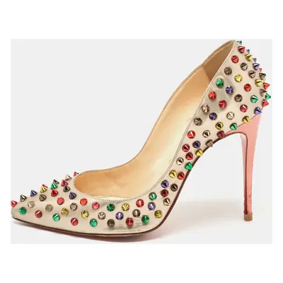 Christian Louboutin Multicolor Leather Pigalle Spikes Pumps Size 38.5