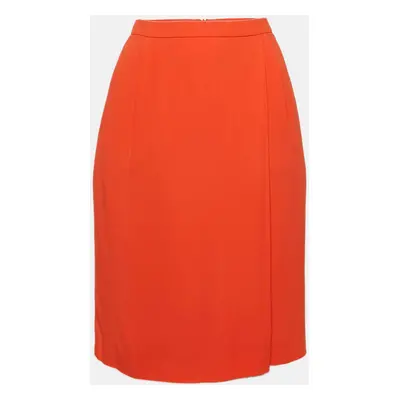 Boss By Hugo Boss Orange Crepe Draped Knee Length Skirt