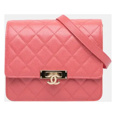 Chanel Pink Caviar Golden Class Wallet On Chain