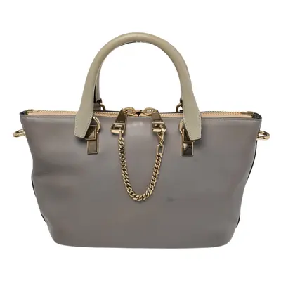 Chloe Grey/Beige Leather Small Baylee Tote