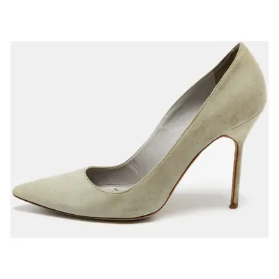 Manolo Blahnik Mint Green Suede BB Pointed Toe Pumps Size