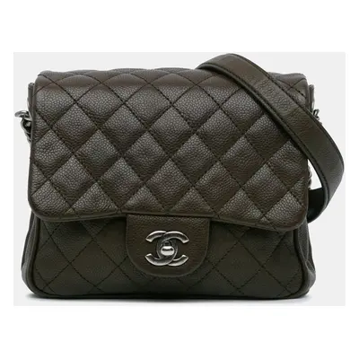 Chanel Brown CC Quilted Caviar Crossbody