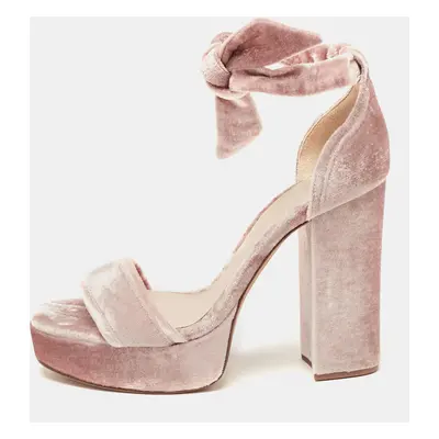 Alexandre Birman Pink Velvet Celine Platform Ankle Tie Sandals Size