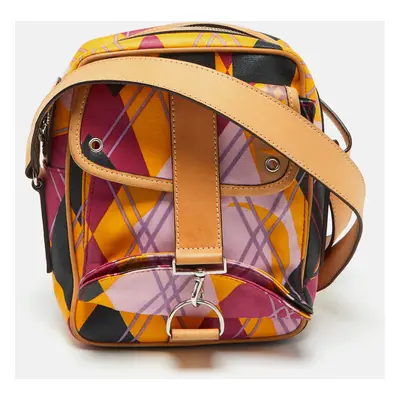 Dior Multicolor Graphic Printed Fabric and Leather Shoulder Bag