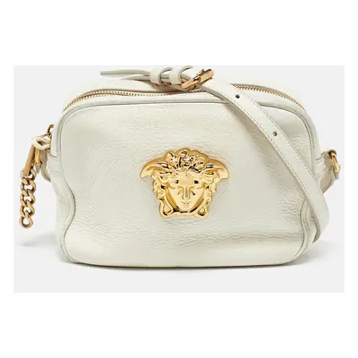 Versace White Leather Small Medusa Camera Bag