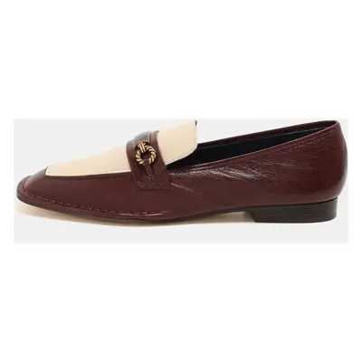 Tory Burch Plum/Cream Leather Perrine Loafers Size