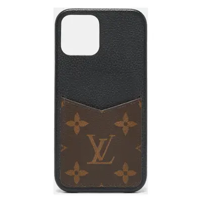 Louis Vuitton Black Leather and Monogram Canvas iPhone 12/12 Pro Case