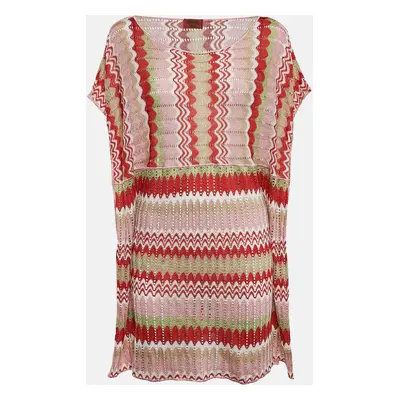 Missoni Mare Pink/Red Pointelle Lurex Knit Cover-Up Mini Dress