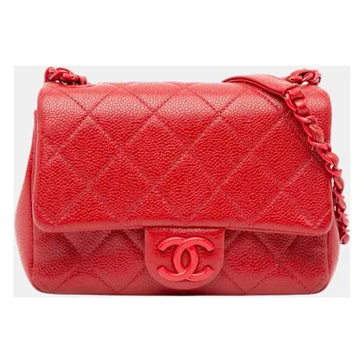 Chanel Red Mini Square Caviar Incognito Flap