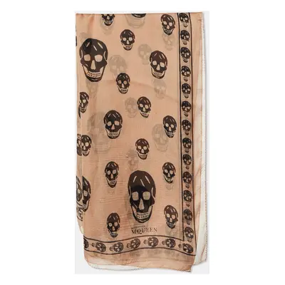 Alexander McQueen Pale Pink Skull Print Silk Scarf