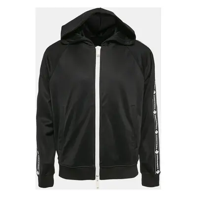 Dsquared2 Black Jersey Logo Tape Trimmed Zip-Up Hoodie