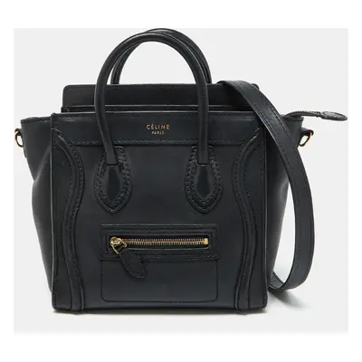 Celine Black Leather Nano Luggage Tote