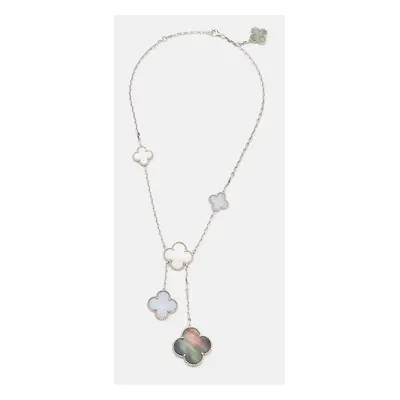 Van Cleef & Arpels Magic Alhambra Mother of Pearl Chalcedony 18k White Gold Necklace