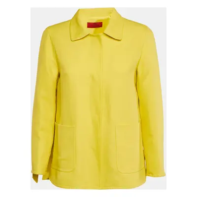 CH Carolina Herrera Yellow Cotton Blend Tie-Up Detail Oversized Coat