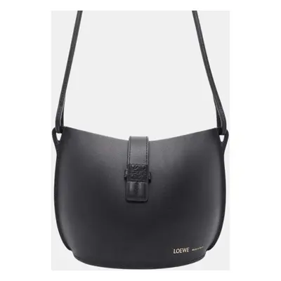 Loewe Black Leather Molded Bucket Shoulder Bag