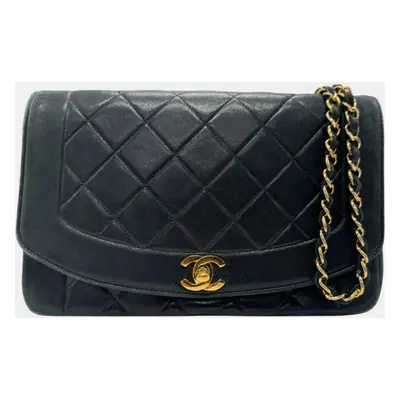 Chanel Lambskin Navy Gold Diana Shoulder Bag