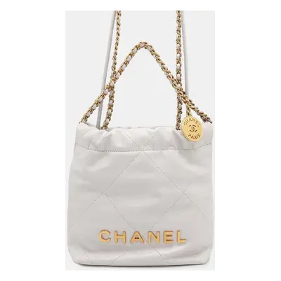 Chanel Gray Shiny Calf Leather Chanel Bag Size Mini