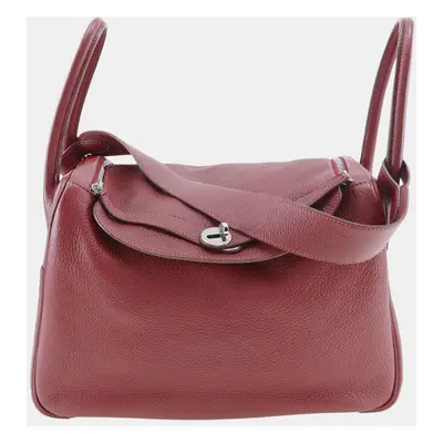 Hermes Clemence Red Leather Lindy Handbag