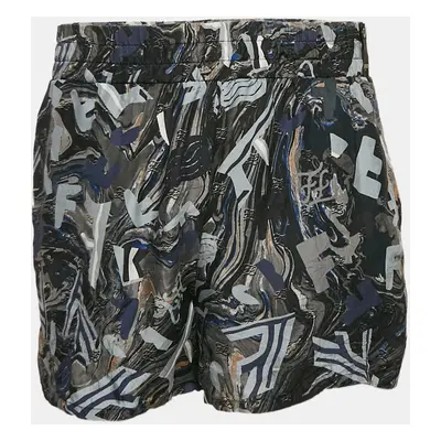 Fendi Blue Logo Fragment Print Silk Shorts