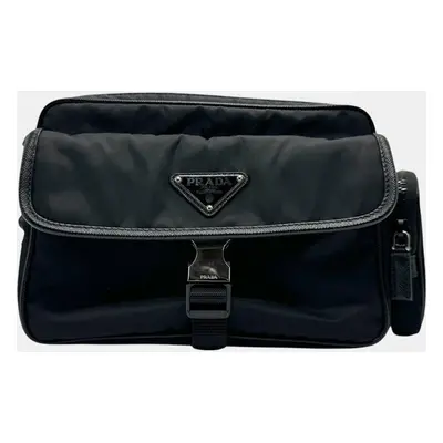 Prada Nylon Black Silver Shoulder Bag