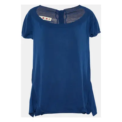 Marni Blue Cotton Knit Button Front Top