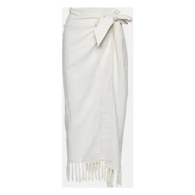 Nanushka Cream Cotton Randi Fringed Wrap Skirt