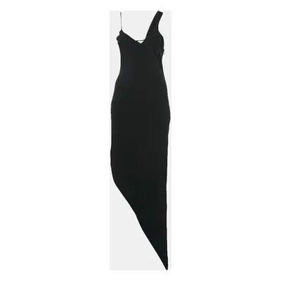 Lama Jouni Black Jersey Asymmetric Sleeveless Dress