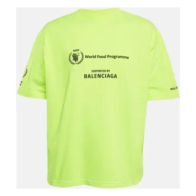 Balenciaga Neon Green Cotton World Food Programme Oversized T-Shirt